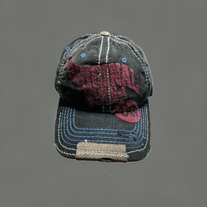 VINTAGE TRUE RELIGION HAT CAP STRAP BUDDHA PATCH DISTRESSED BLACK